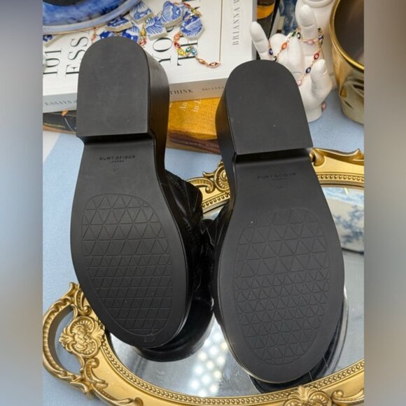 🆕 KURT GEIGER LONDON 🧿 NWOB Kensington Slip On Sandal, Black Sz 37 US 7 - Picture 11 of 13